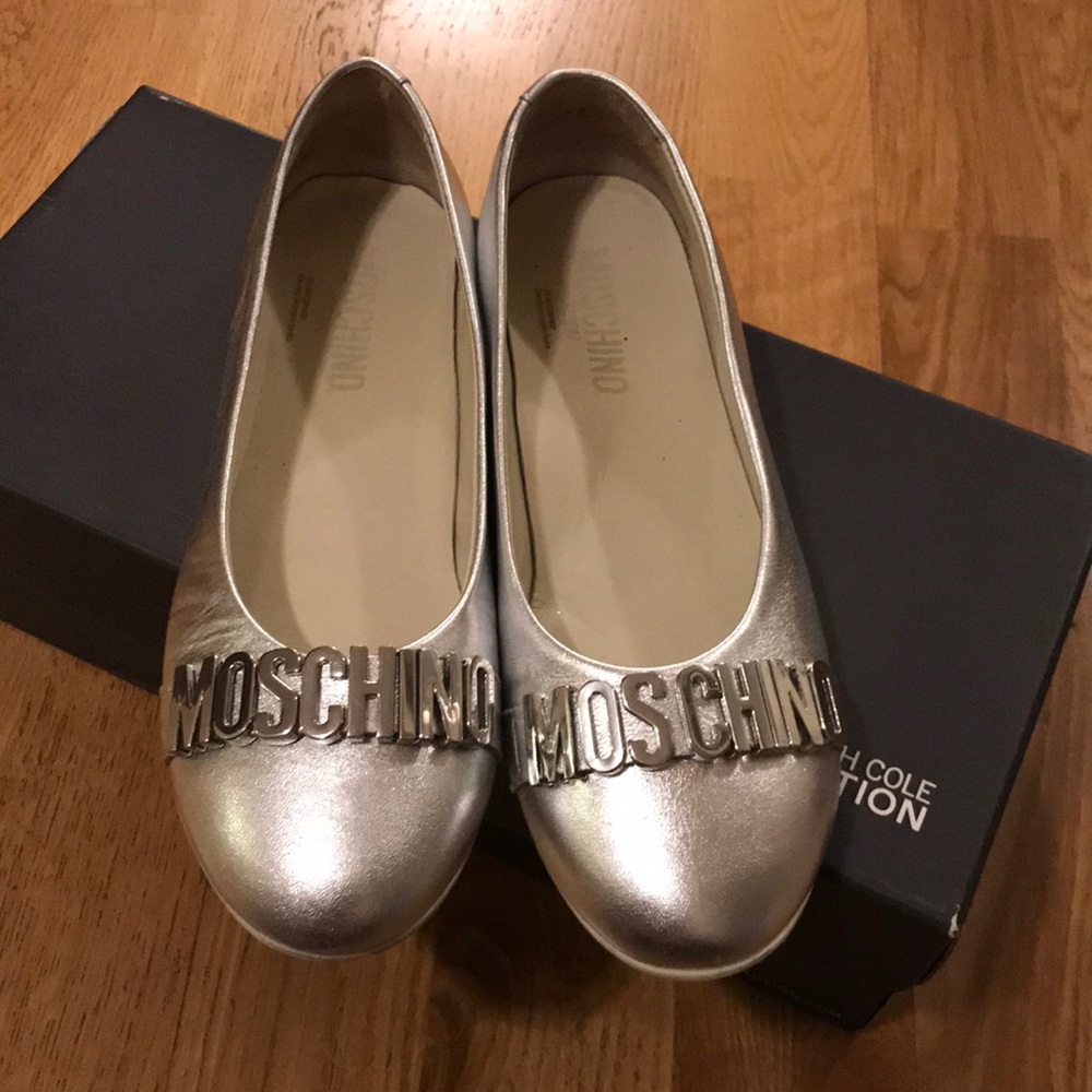 Girls Moschino leather ballet flats